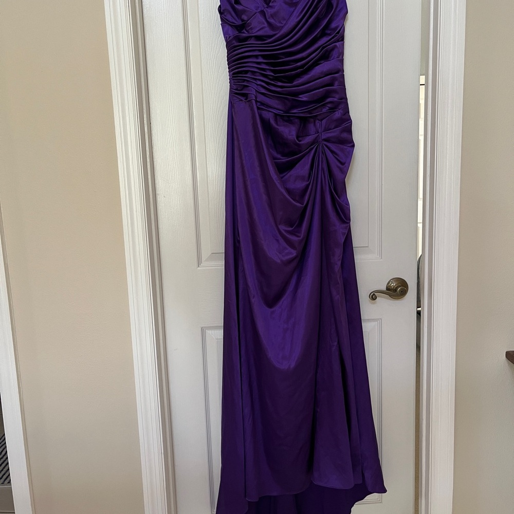 Purple Satin Evening Gown - 80s Cruise